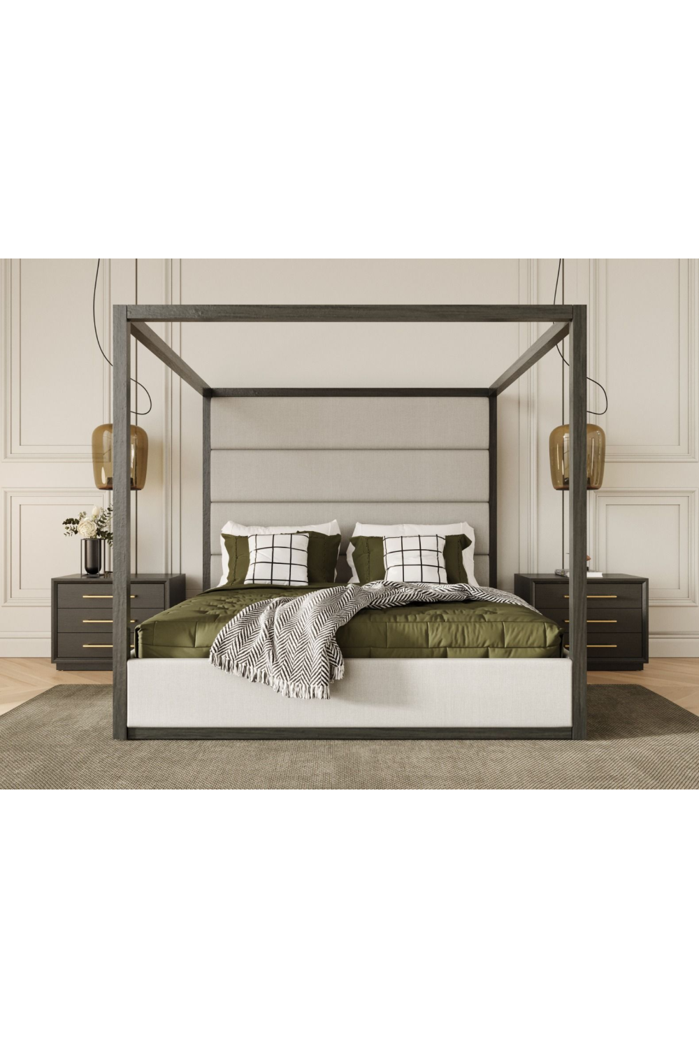 Gray Canopy Queen Bed | OROA Modern Manhattan | Oroa.com