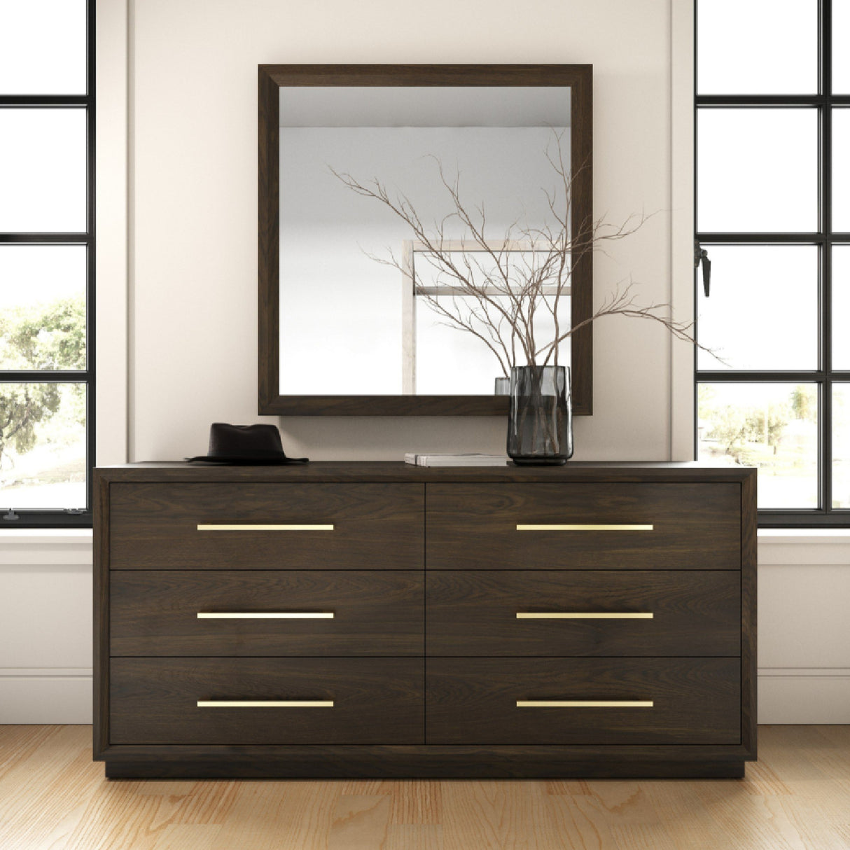 Brown Oak 6-Drawer Dresser | Oroa.com