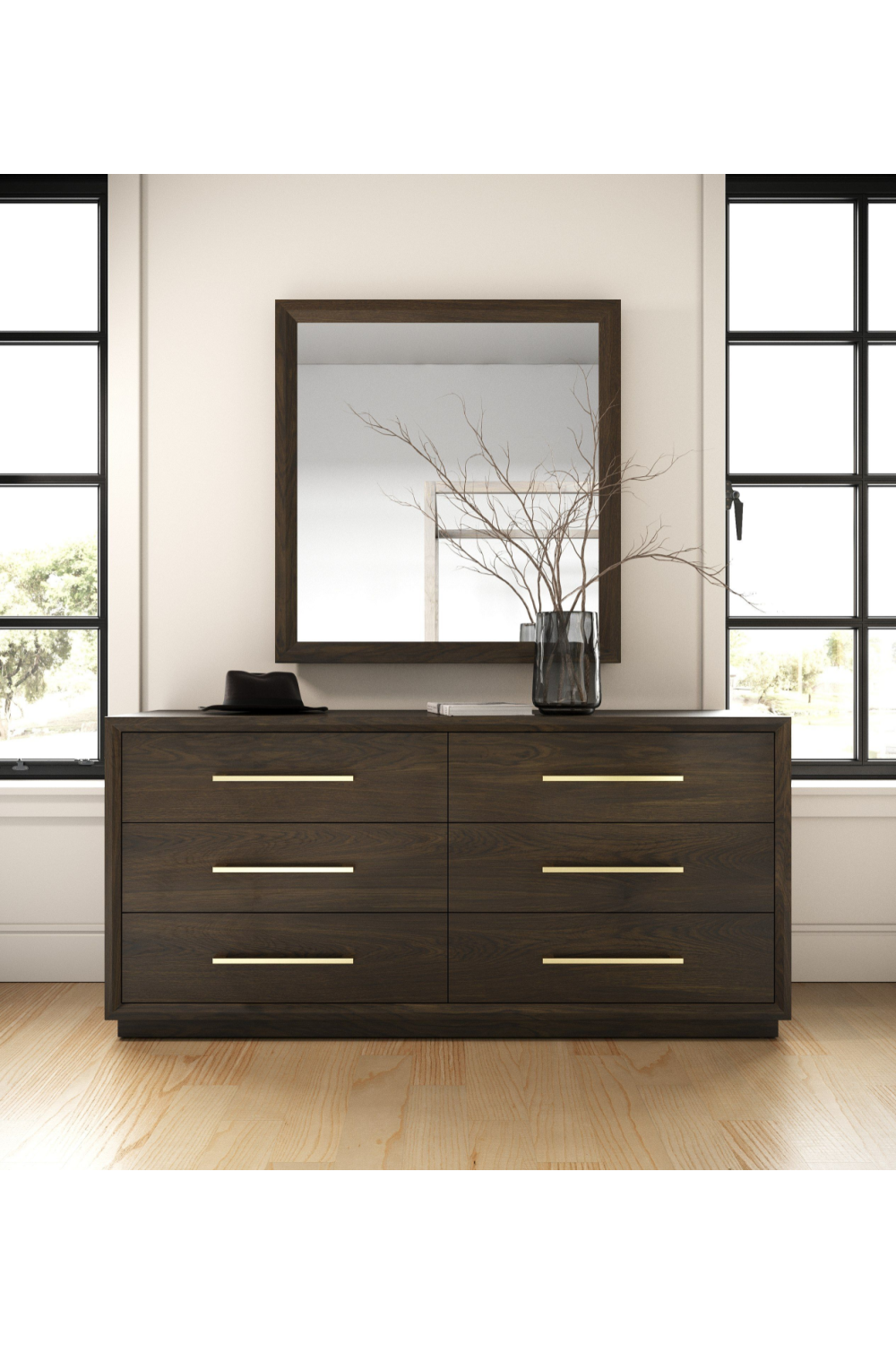 Brown Oak 6-Drawer Dresser | OROA Modern Manhattan | Oroa.com