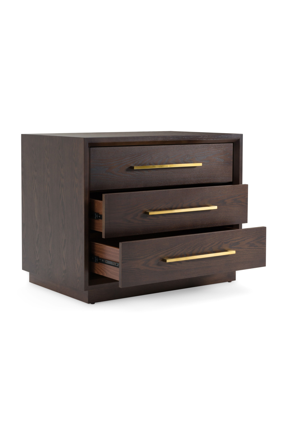 Brown Oak 3-Drawer Nightstand | Oroa.com