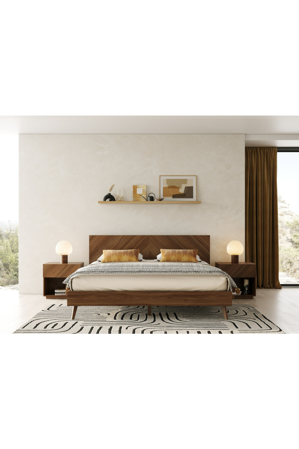Walnut Veneer 1-Drawer Nightstand | Oroa.com