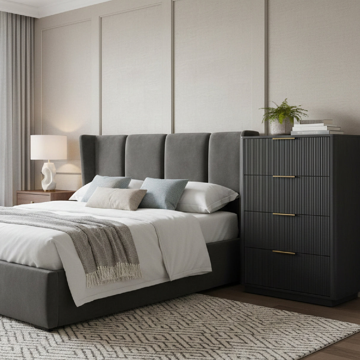 Reeded Wood 4-Drawer Chest | Oroa.com