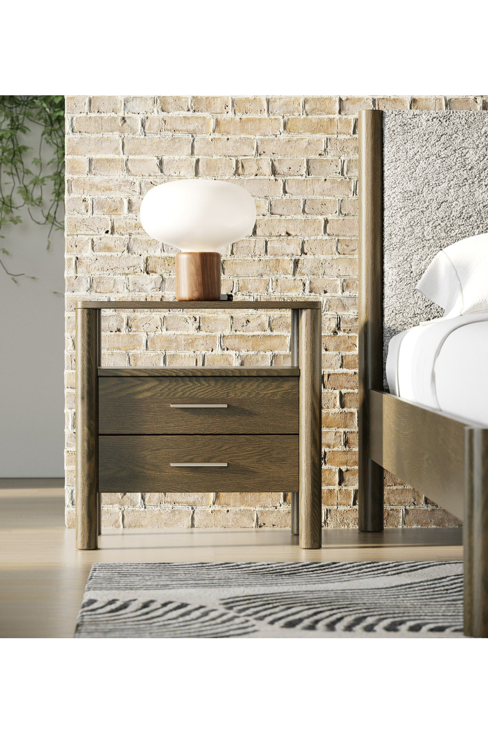 Solid Wood 2-Drawer Nightstand | Oroa.com