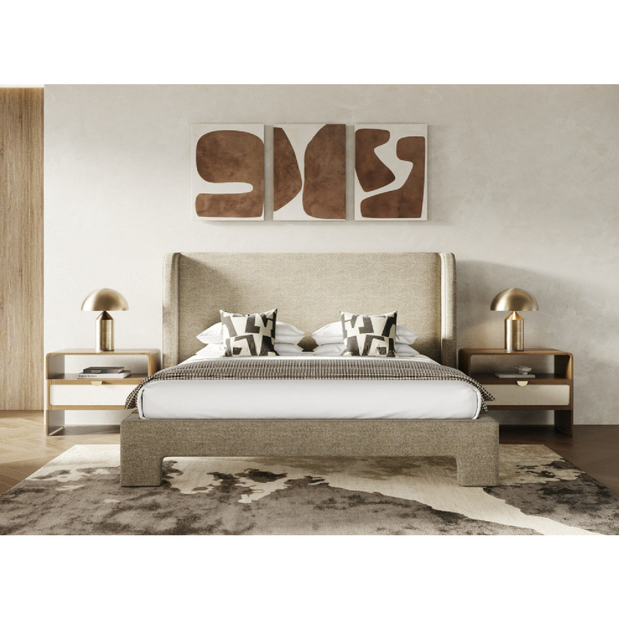 Beige Fabric Bed | Oroa.com