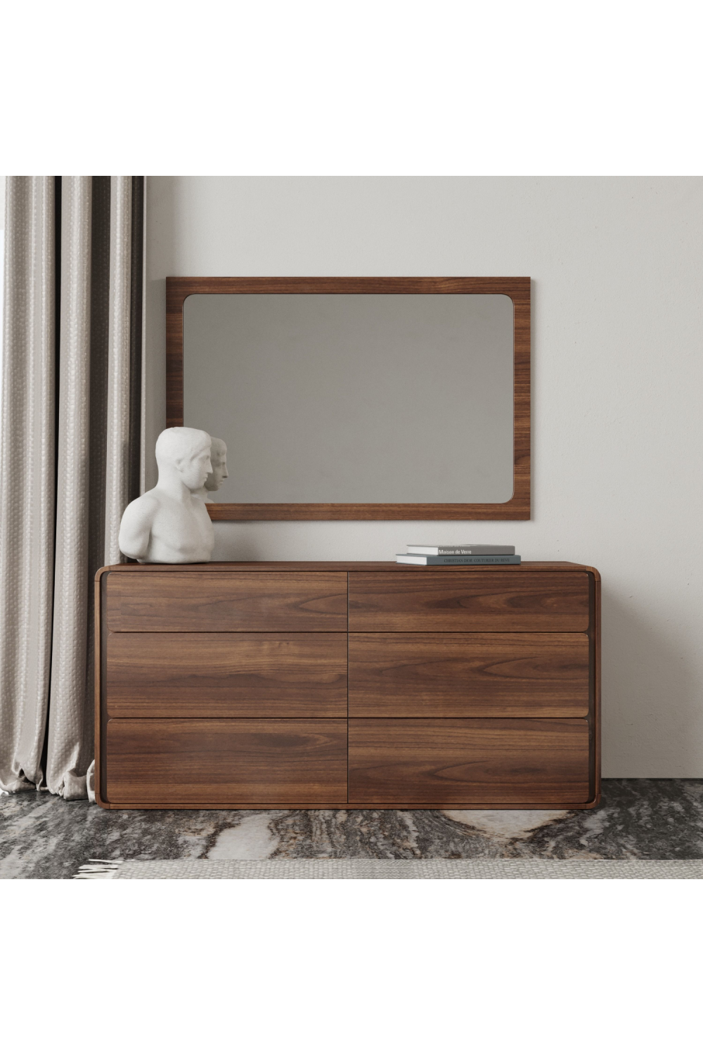 Solid Rubberwood 6-Drawer Dresser | OROA Modern Dustin | Oroa.com
