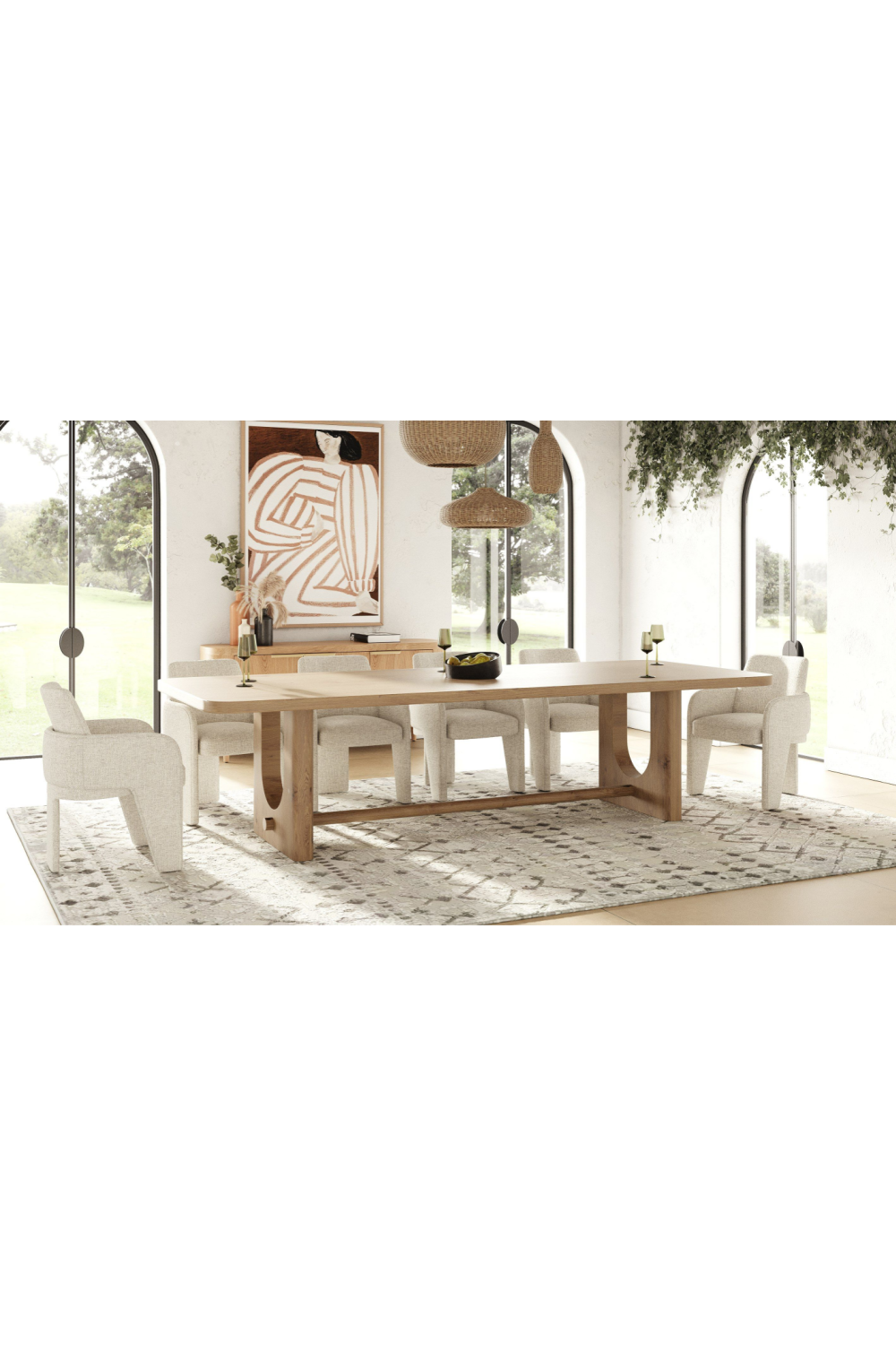 Trestle Base Oak Dining Table | Oroa.com
