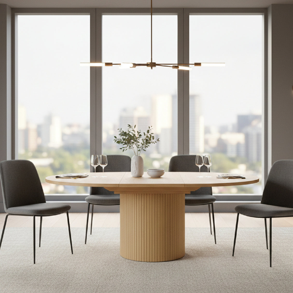 Round Oak Extendable Dining Table | Oroa.com