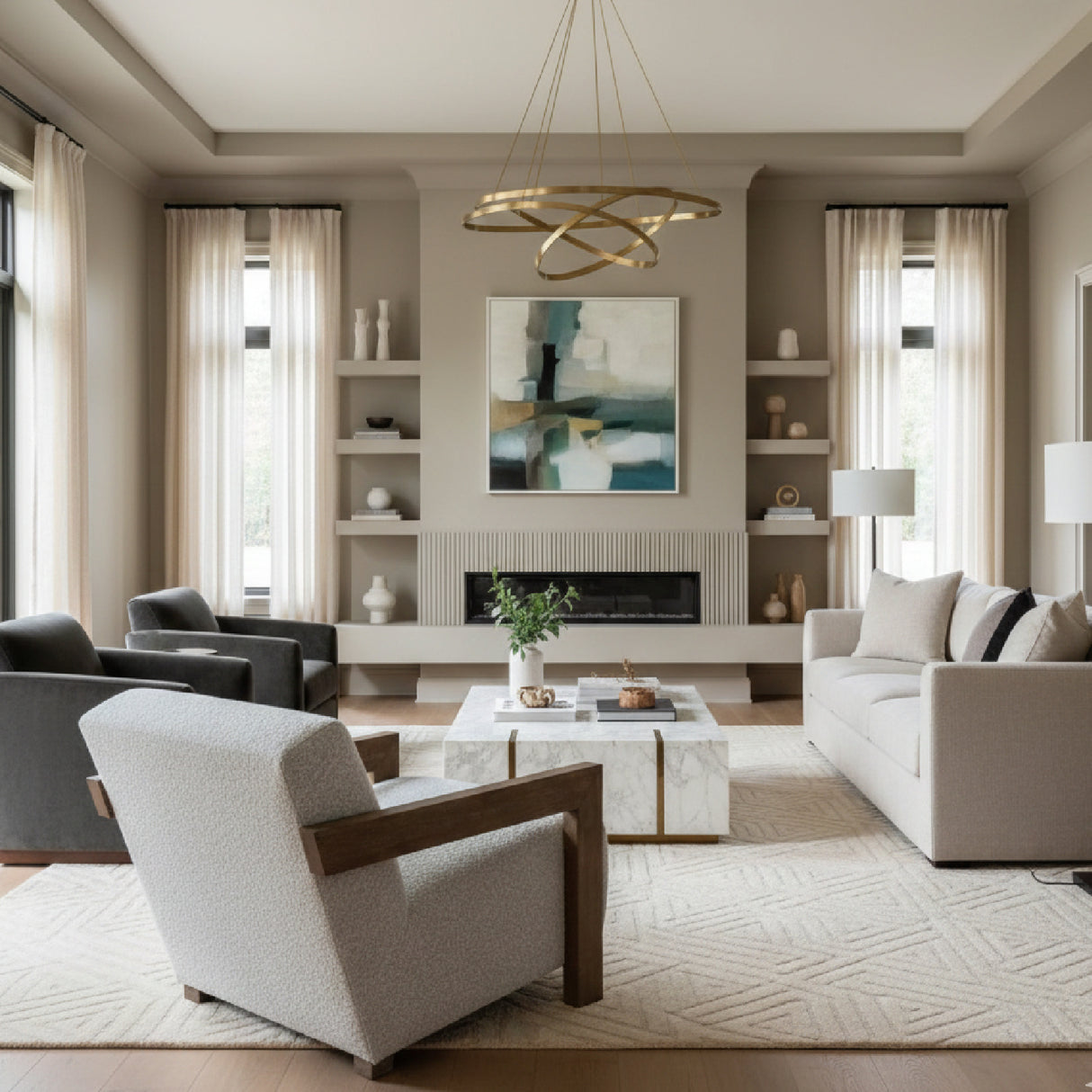 Oak-Framed Beige Accent Chair | Oroa.com