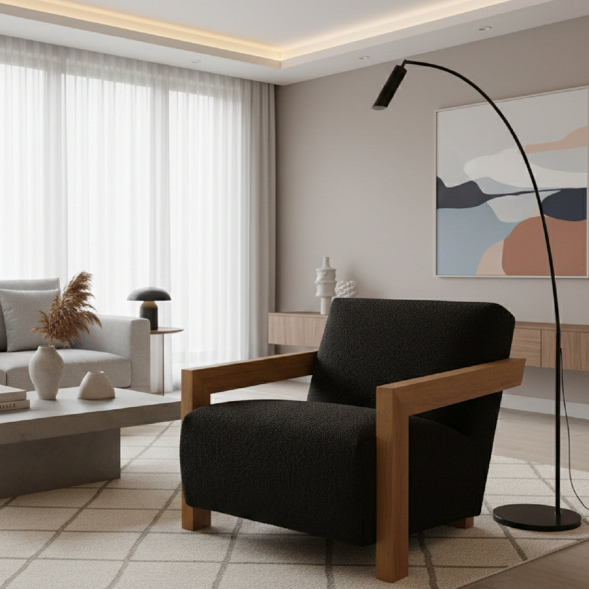 Oak-Framed Upholstered Lounge Chair | Oroa.com
