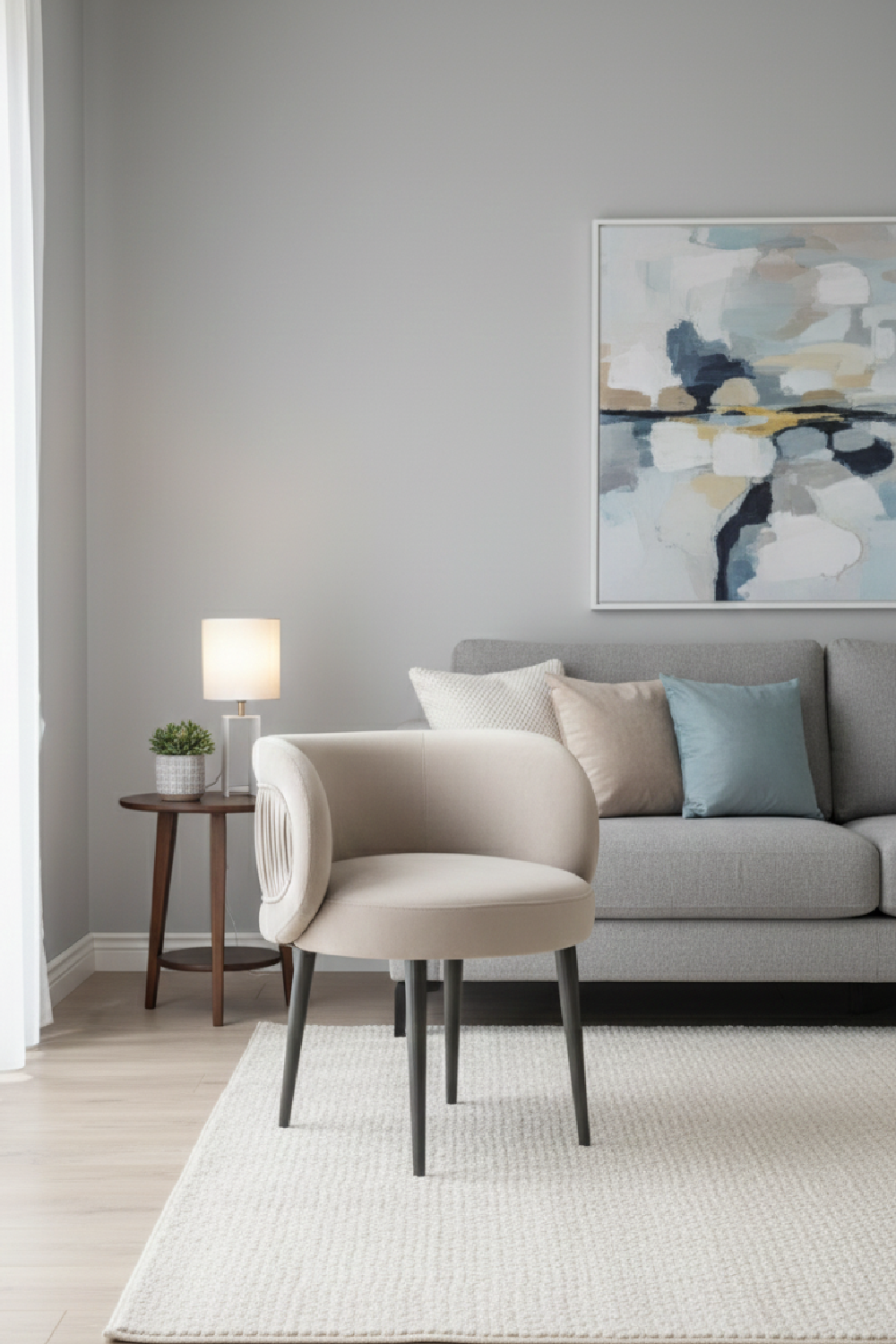 Gray Velvet Pleated-Back Accent Chair | Oroa.com