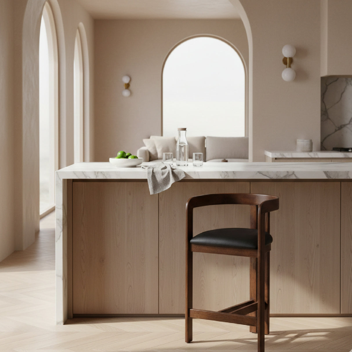 Black Vegan Leather Counter Chair | OROA Modern Belton