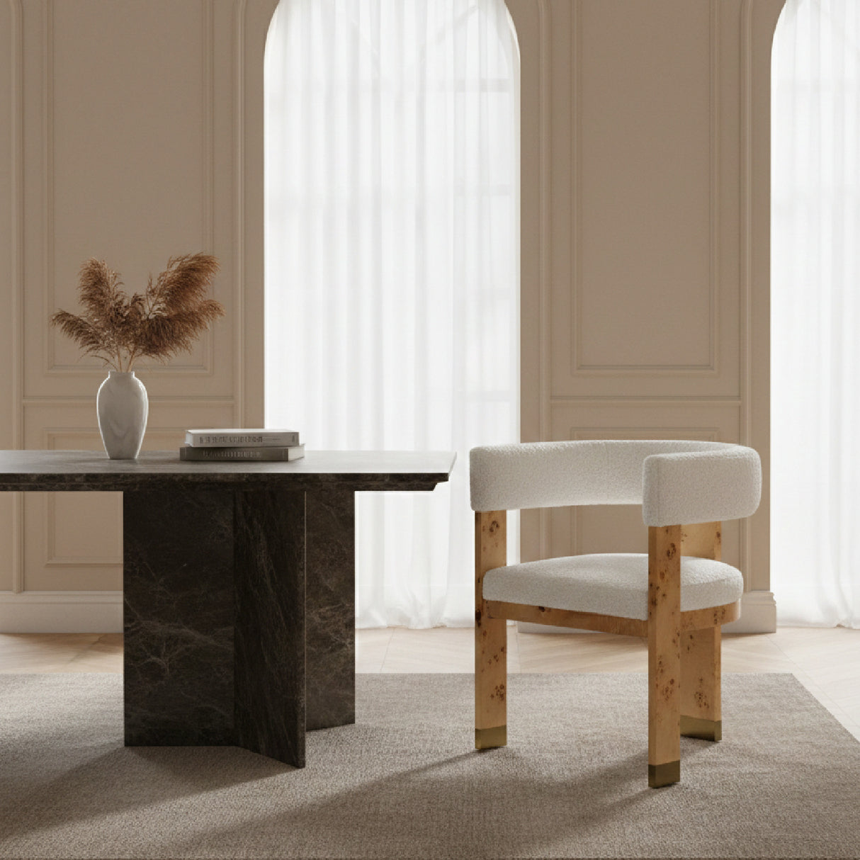 Burl Framed Cream Dining Chair | Oroa.com