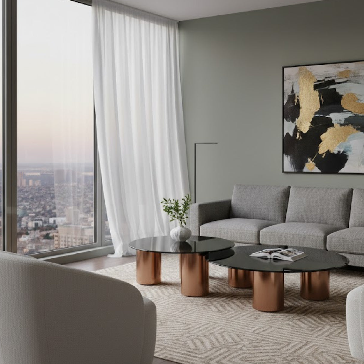 Black Glass Nesting Coffee Tables (2) | Oroa.com