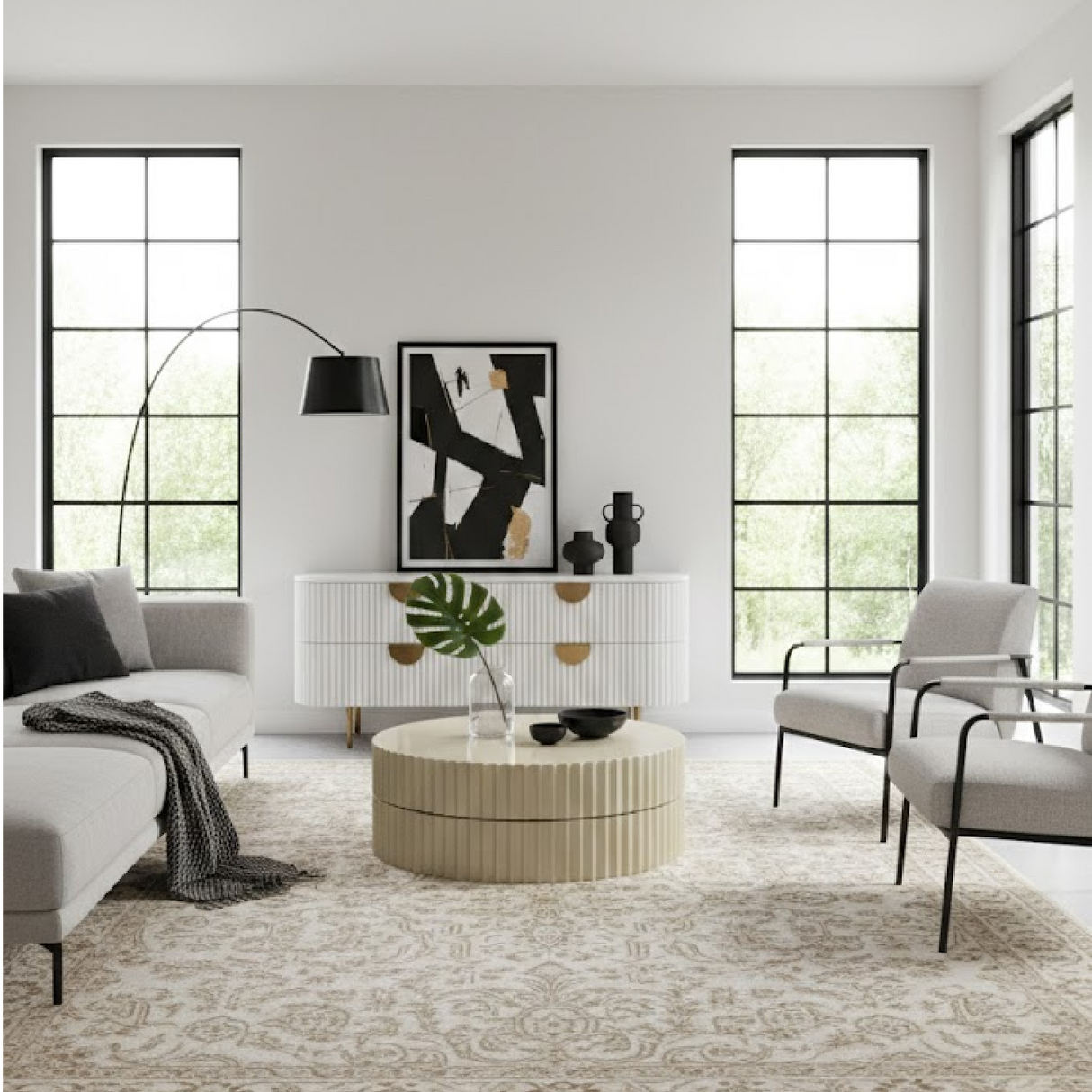 Glossy Taupe Fluted Coffee Table | Oroa.com