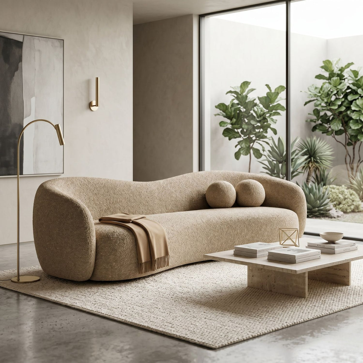 Calico - Contemporary Tan Fabric 3-Seat Sofa | Oroa.com
