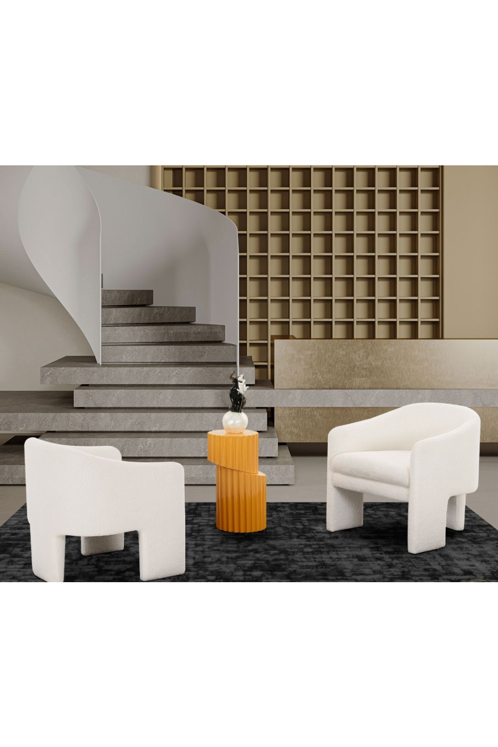 White Three-Legged Accent Chair | OROA Modern Khan | Oroa.com