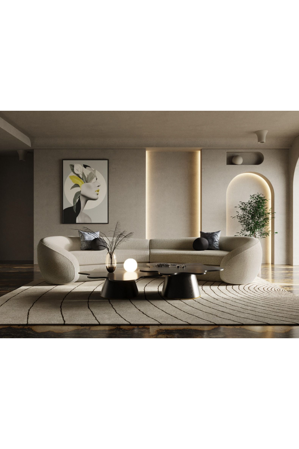 Gray Curved Sectional Sofa | OROA Modern Kilmer | Oroa.com