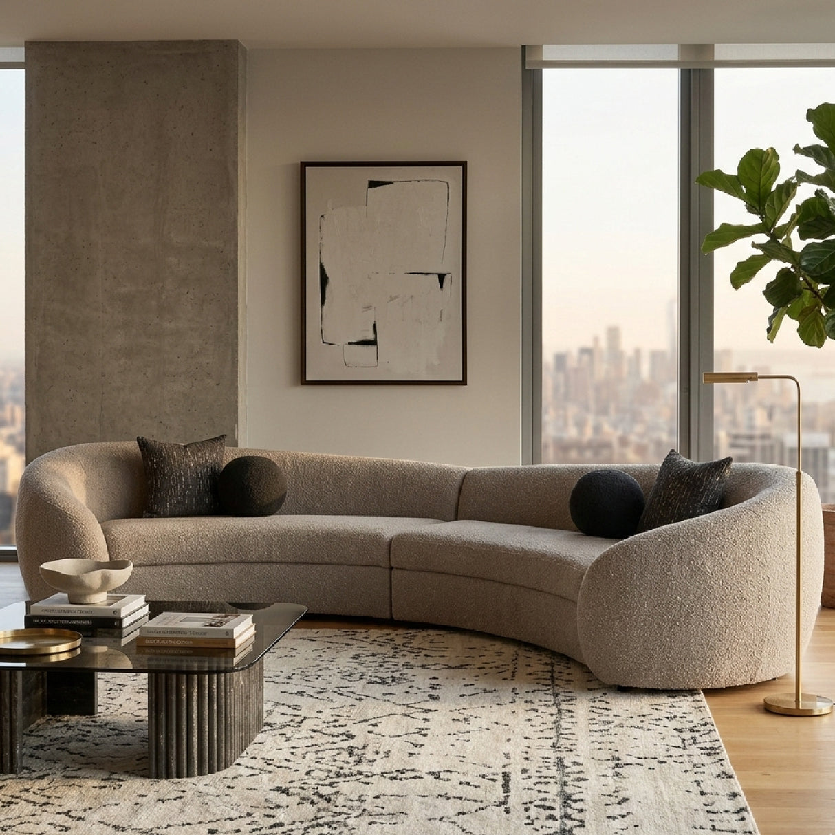 Gray Curved Sectional Sofa | Oroa.com