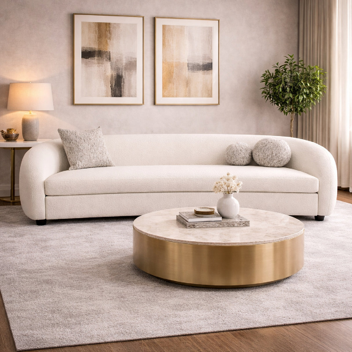 Curved White 4-Seater Sofa | Oroa.com