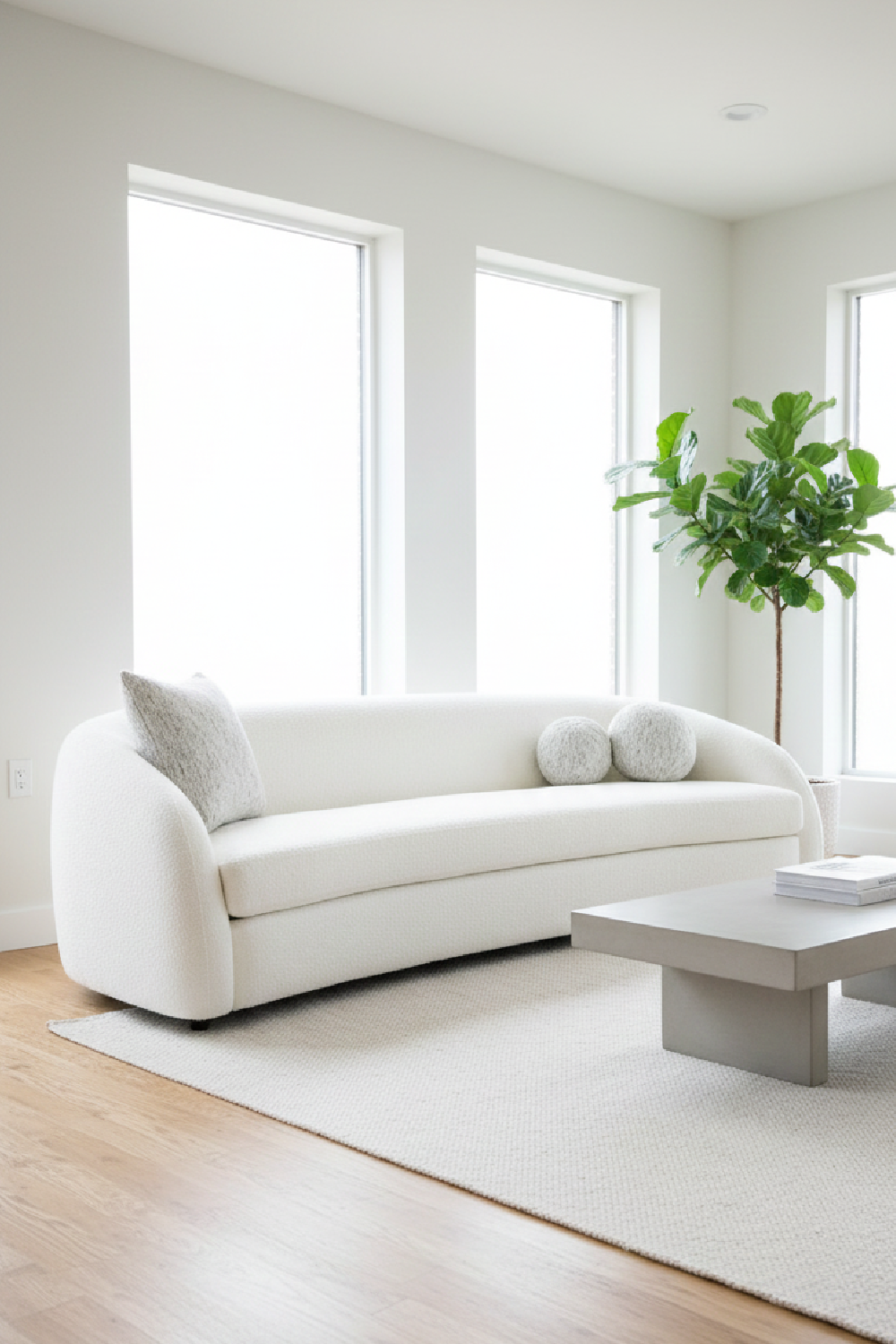 Curved White 4-Seater Sofa | OROA Modern Joshua