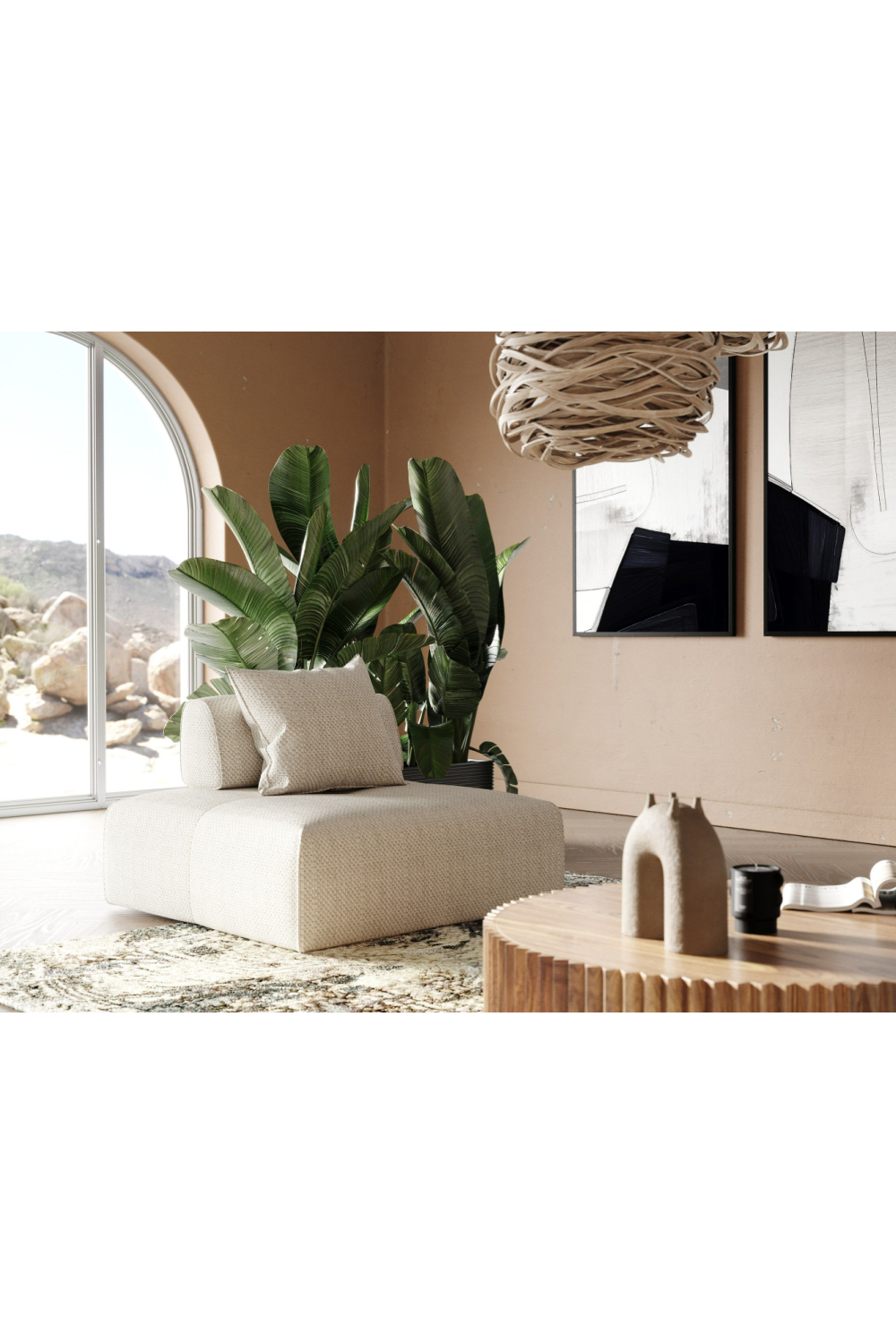 Beige Square Modular Accent Chair | OROA Modern Mondo | Oroa.com
