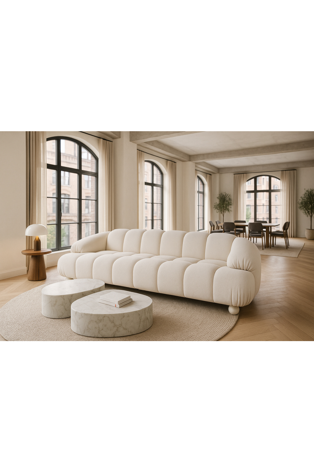 White Channeled 4-Seater Sofa | OROA Modern Duran | Oroa.com