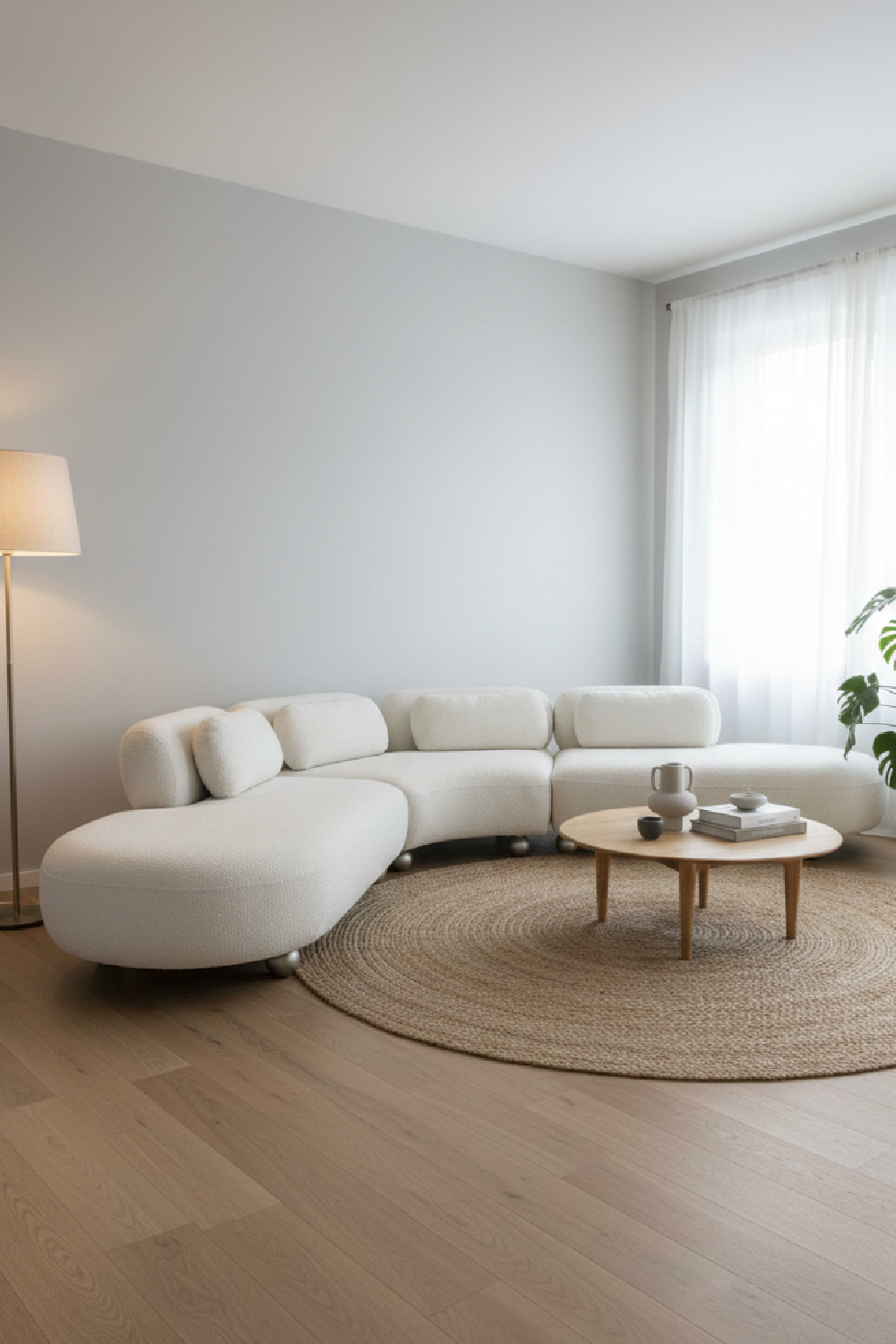 White Curved Modular Sofa | OROA Modern Gilbert