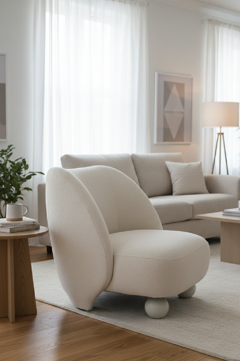 White Sloped-Back Accent Chair | Oroa.com