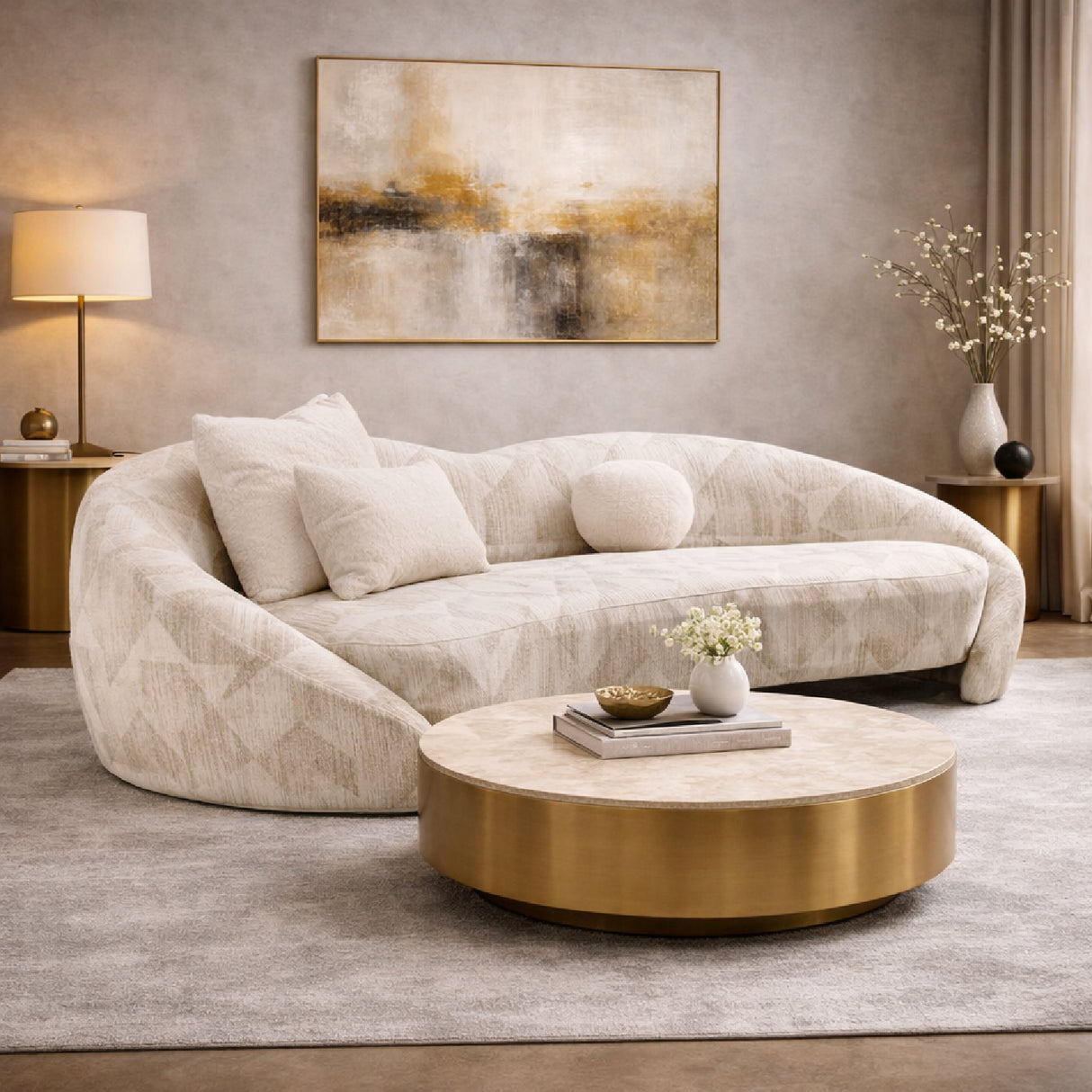 Beige Patterned Fabric Sofa | Oroa.com