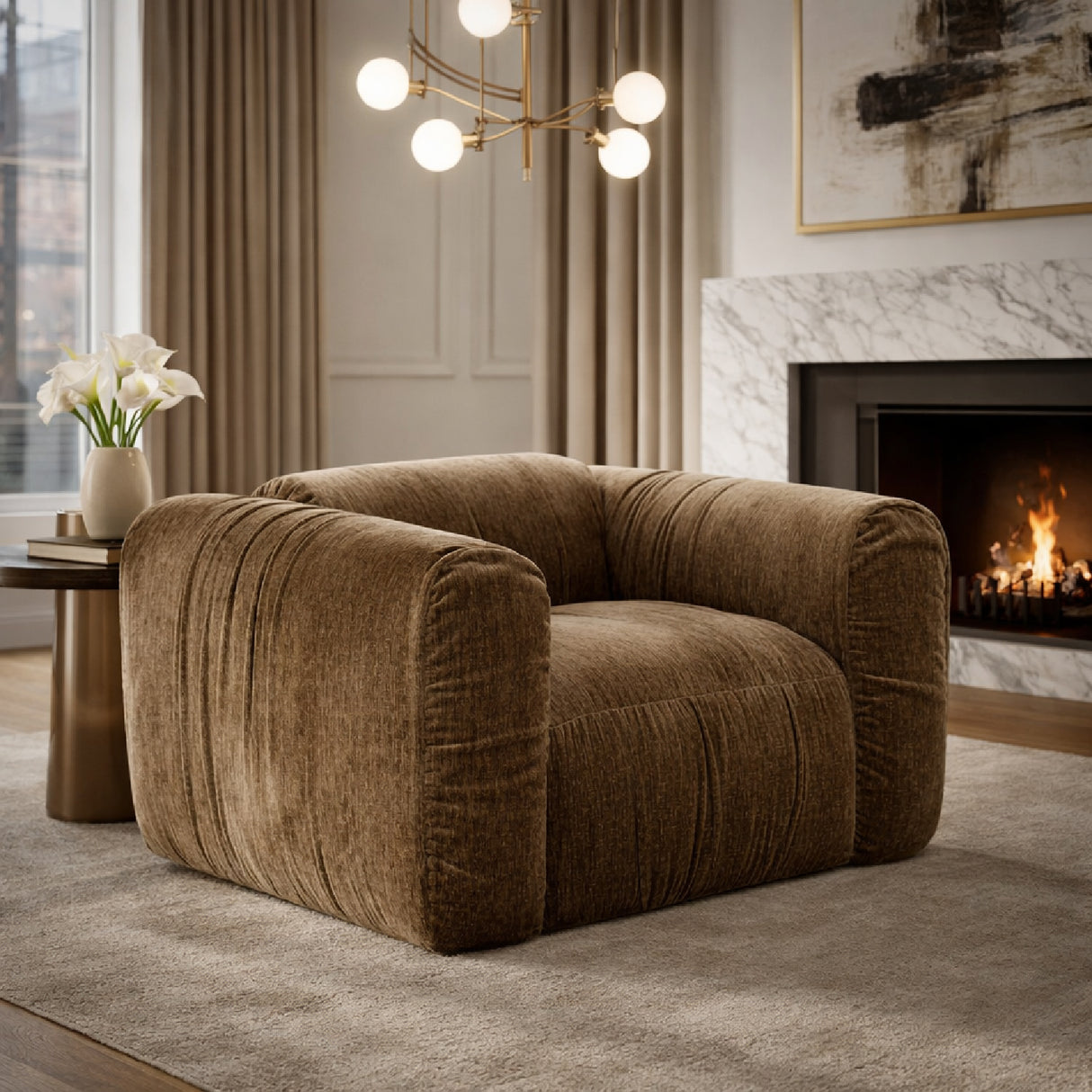 Tan Fabric Lounge Chair | Oroa.com