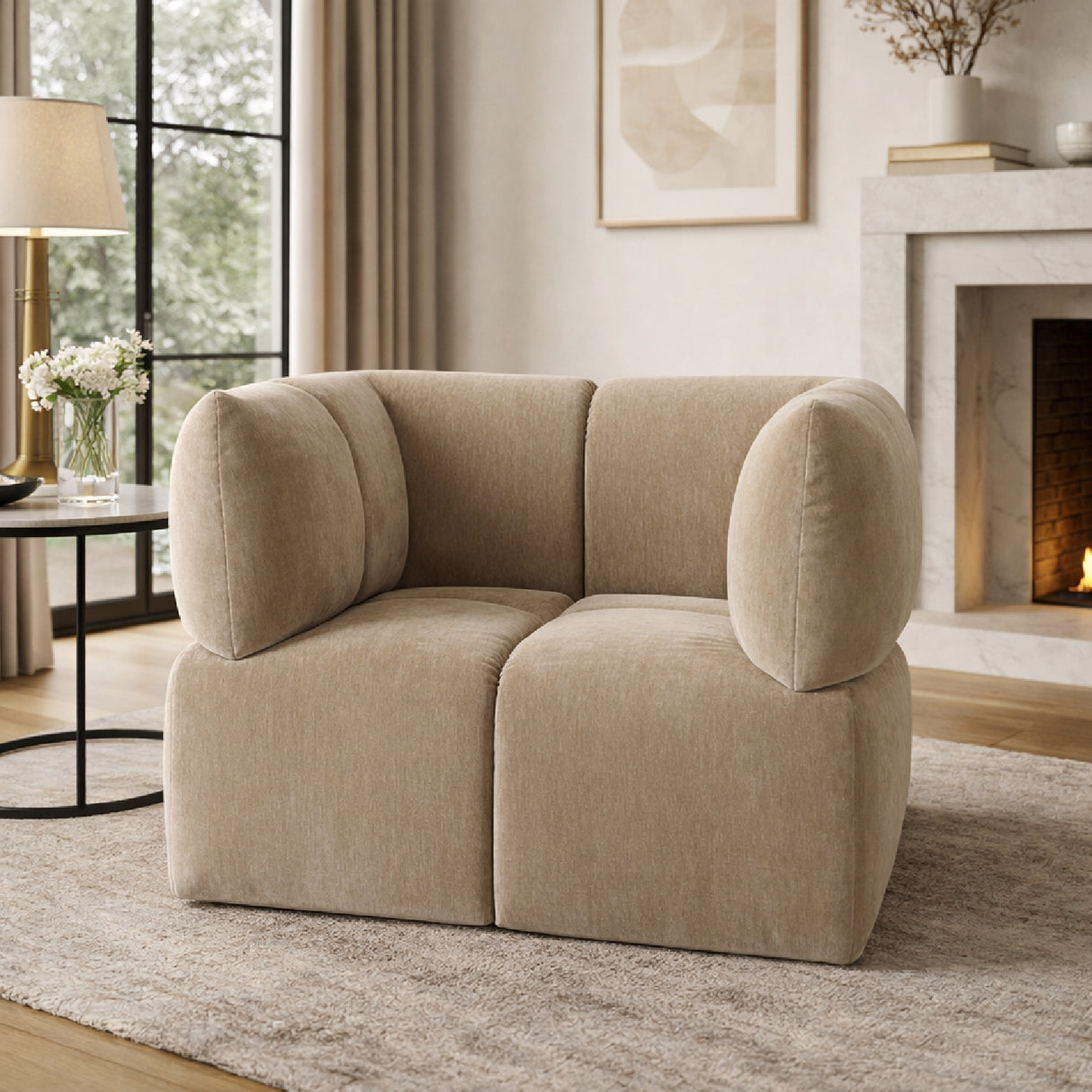 Taupe Modern Swivel Accent Chair | Oroa.com