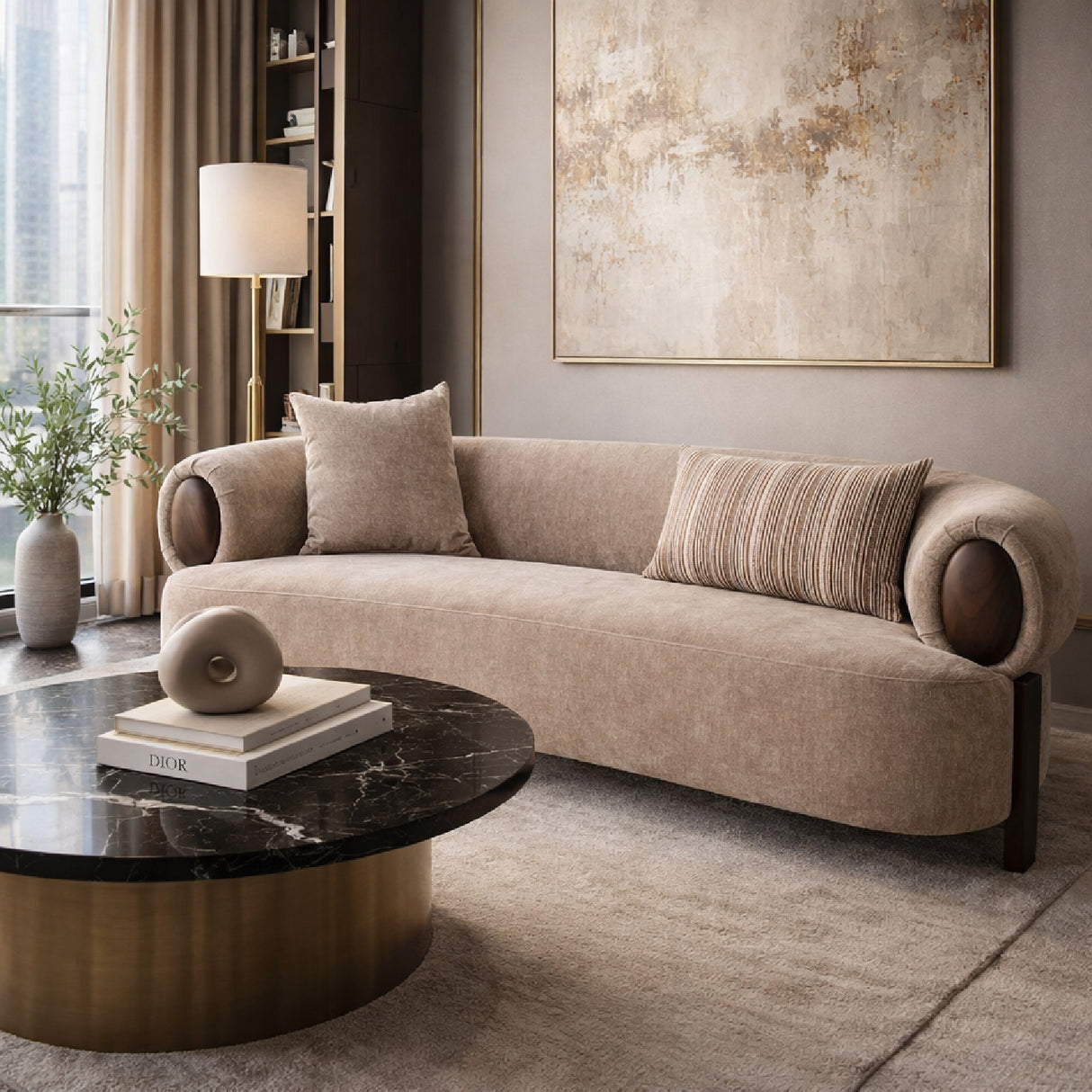 Modern Tan Loveseat | Oroa.com