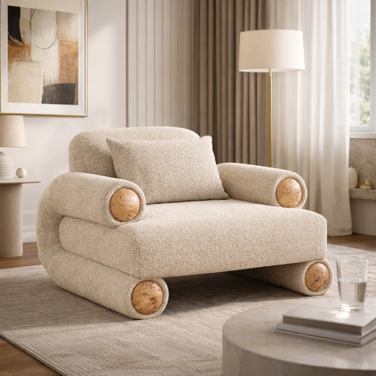 Beige Fabric Modern Accent Chair | Oroa.com
