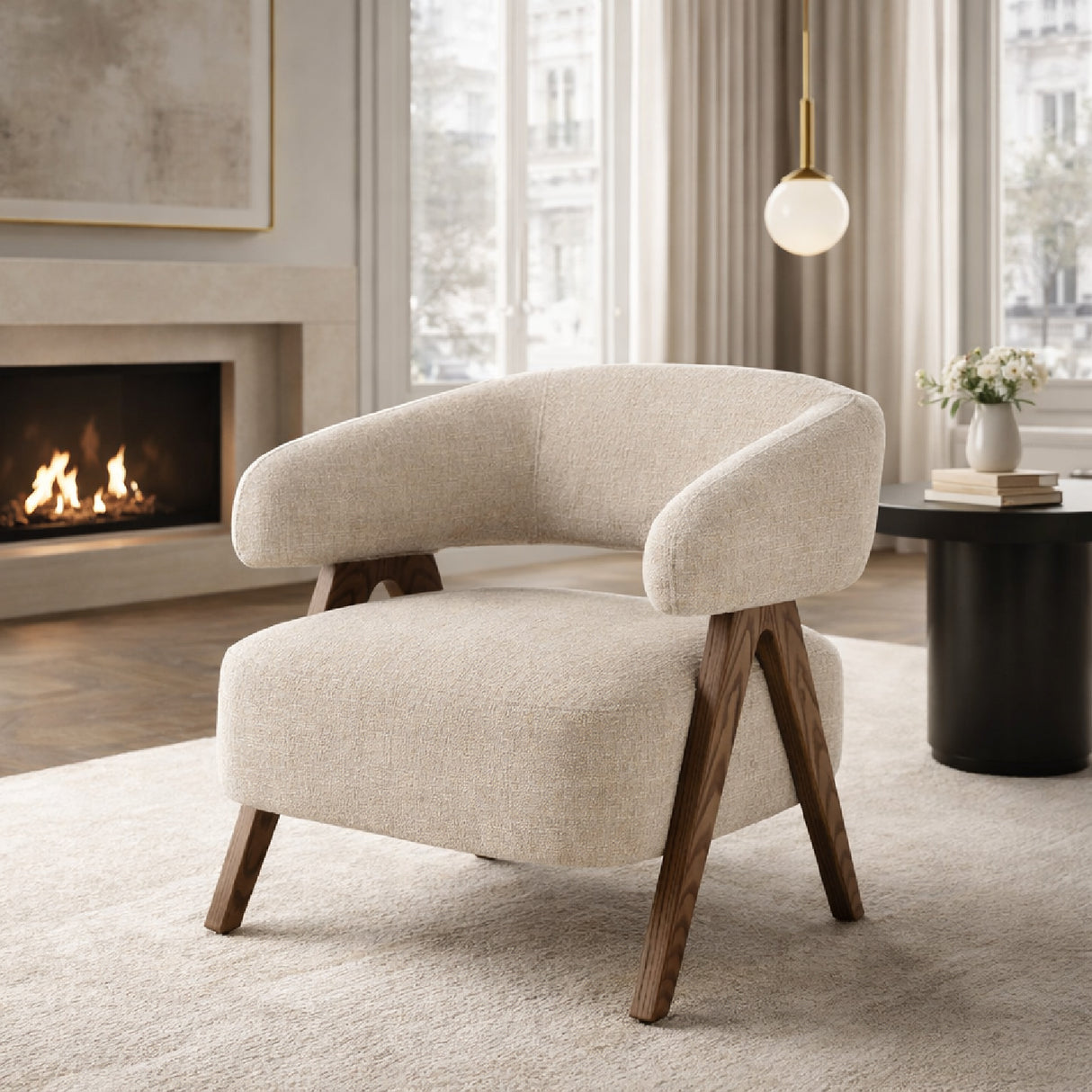 Ash Framed Beige Accent Chair | Oroa.com