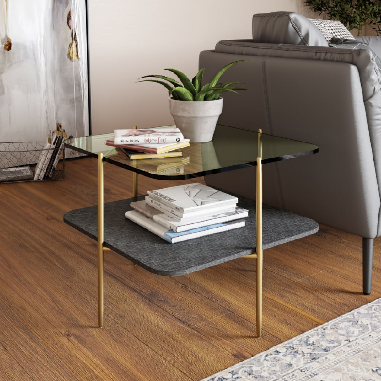 Gold-Framed Glass End Table | Oroa.com