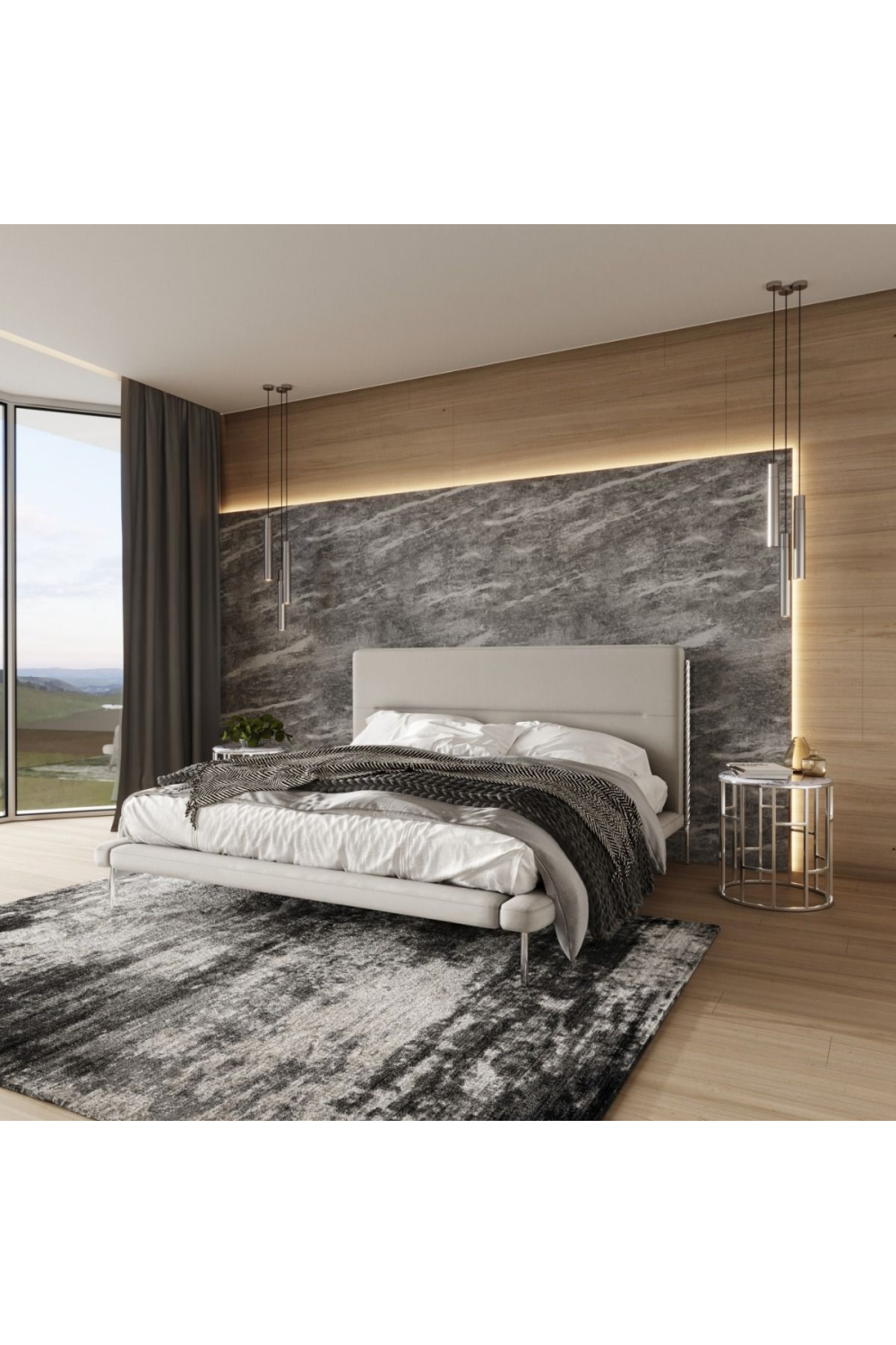 Cream Woven Fabric Bed | OROA Modern Bergeron | Oroa.com