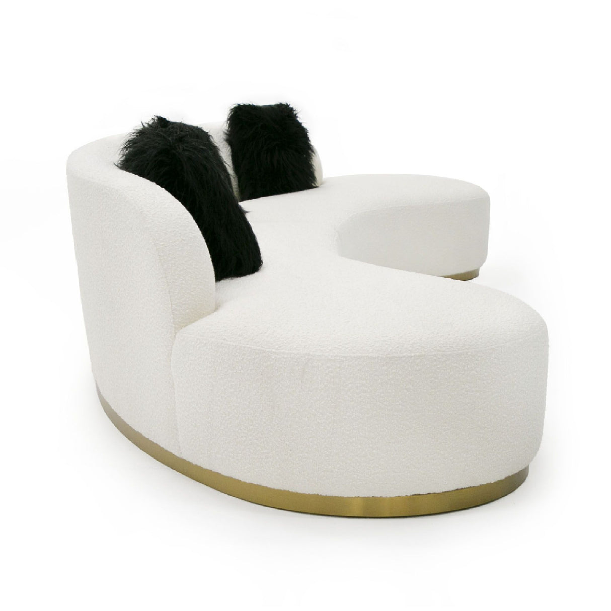 White Curved Sofa with Black Pillows | Oroa.com