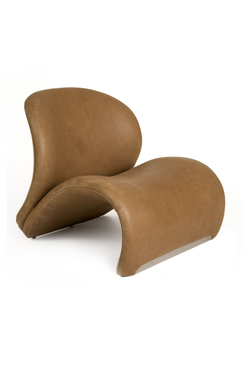 Curved Brown Leather Accent Chair | OROA Modern Donovan | Oroa.com