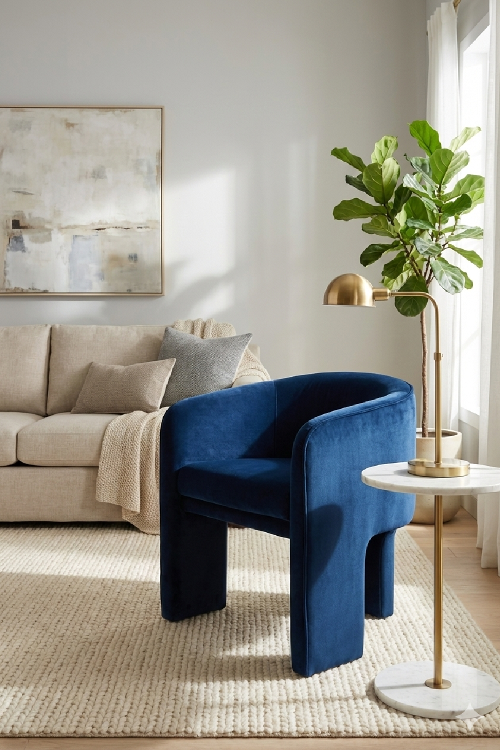 Three-Legged Velvet Accent Chair | Oroa.com