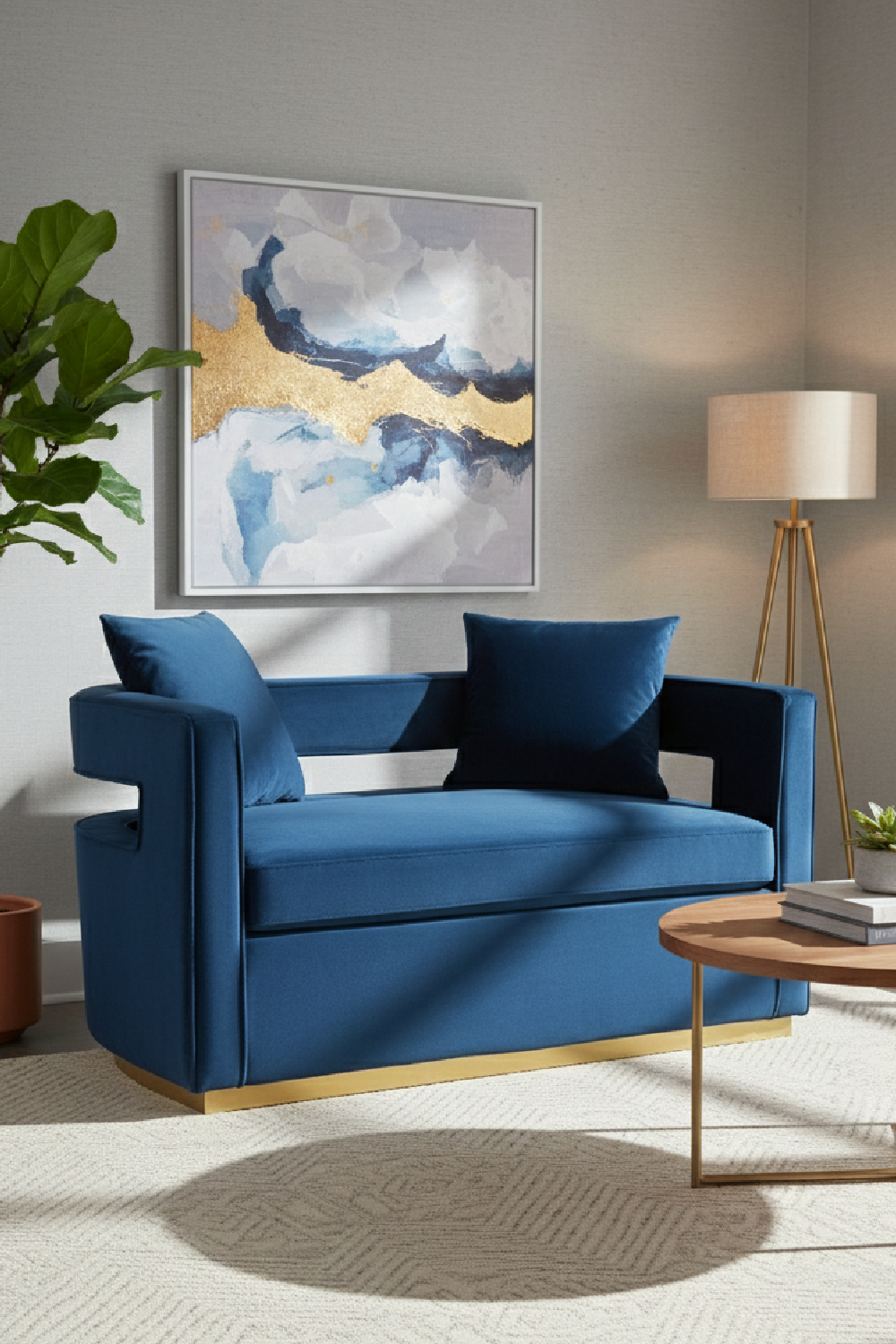 Blue Velvet Loveseat | Oroa.com