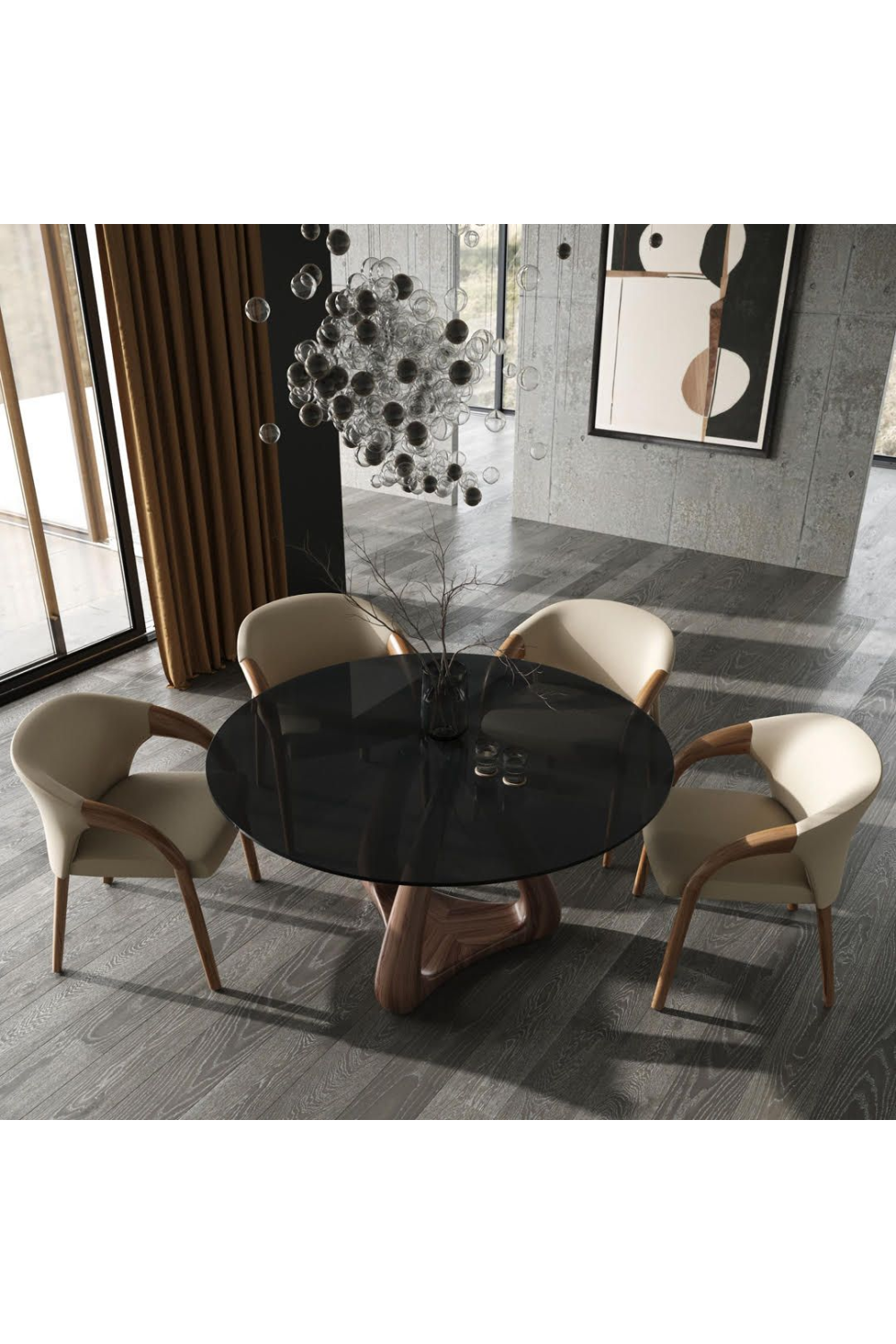 Gray Glass Round Dining Table | OROA Modern Christine | Oroa.com