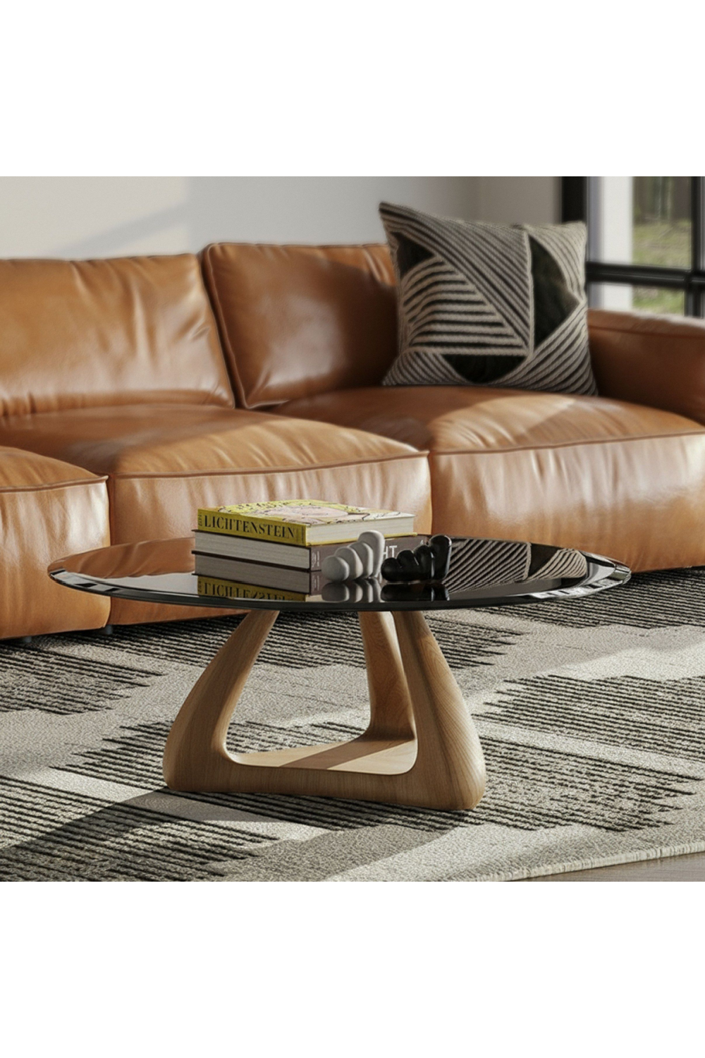 Round Gray Glass Coffee Table | OROA Modern Christine | Oroa.com