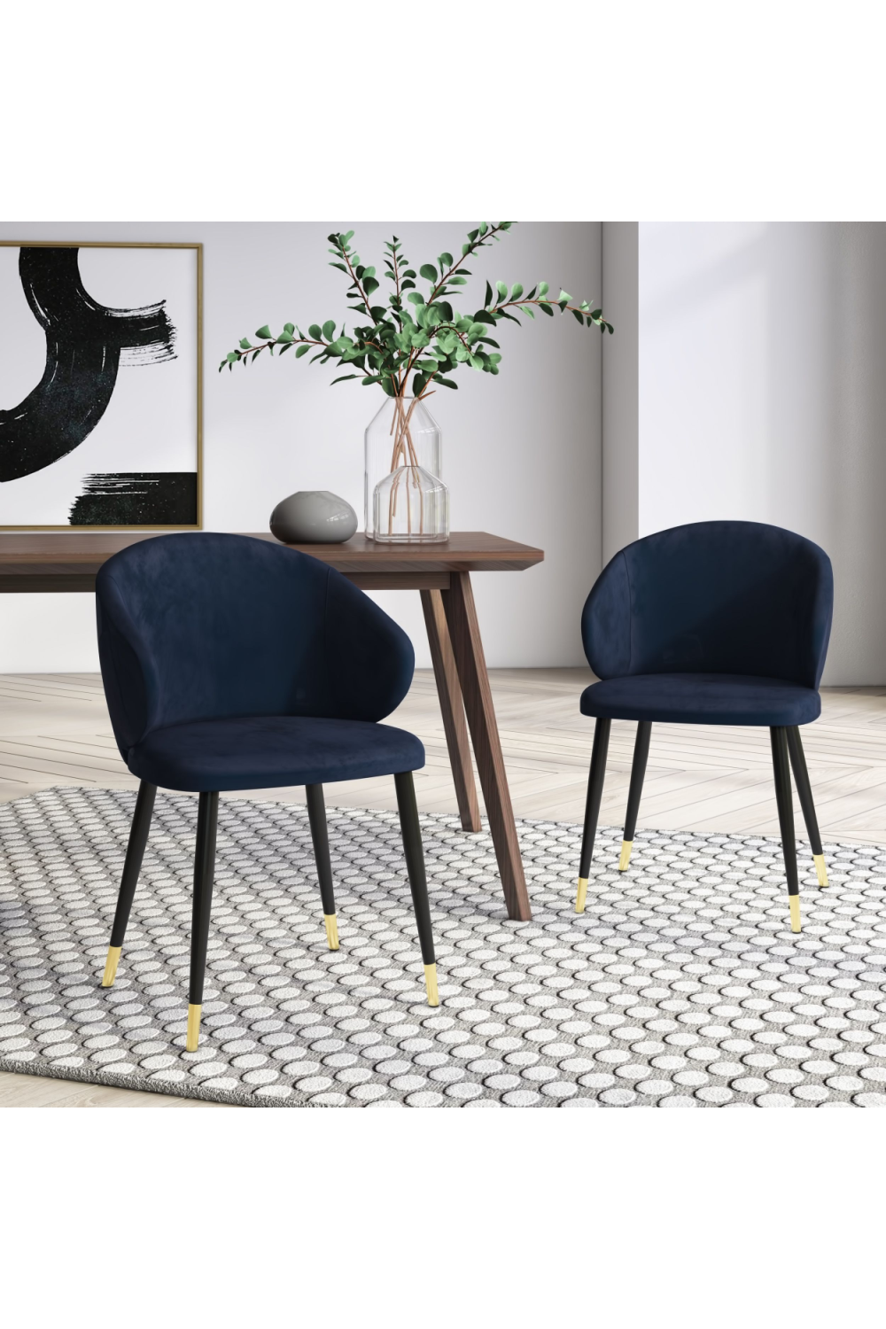 Blue Velvet Dining Chairs (2) | OROA Modern Elon | Oroa.com