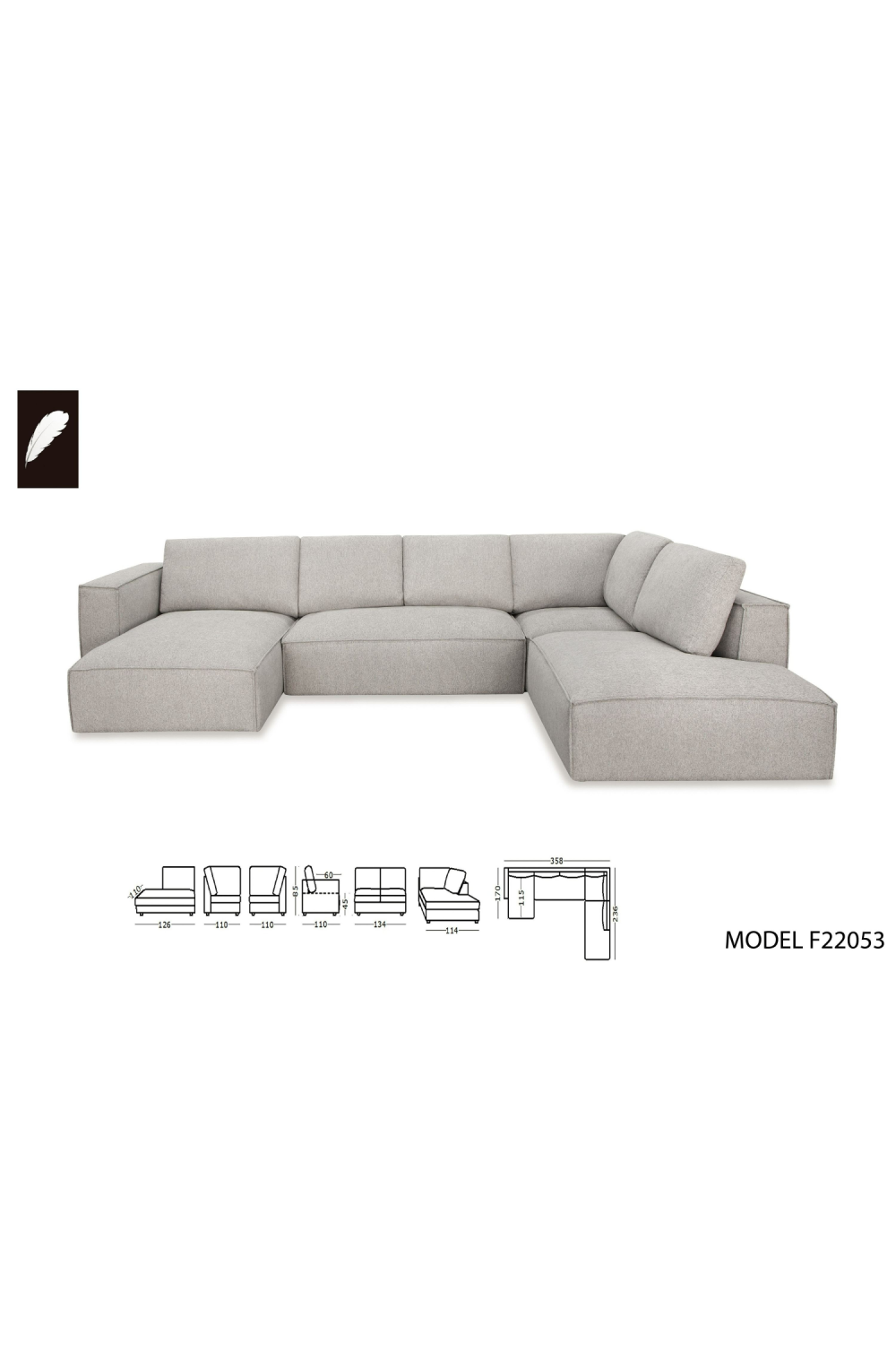 Gray Modular Chaise Sofa | OROA Modern Lulu | Oroa.com