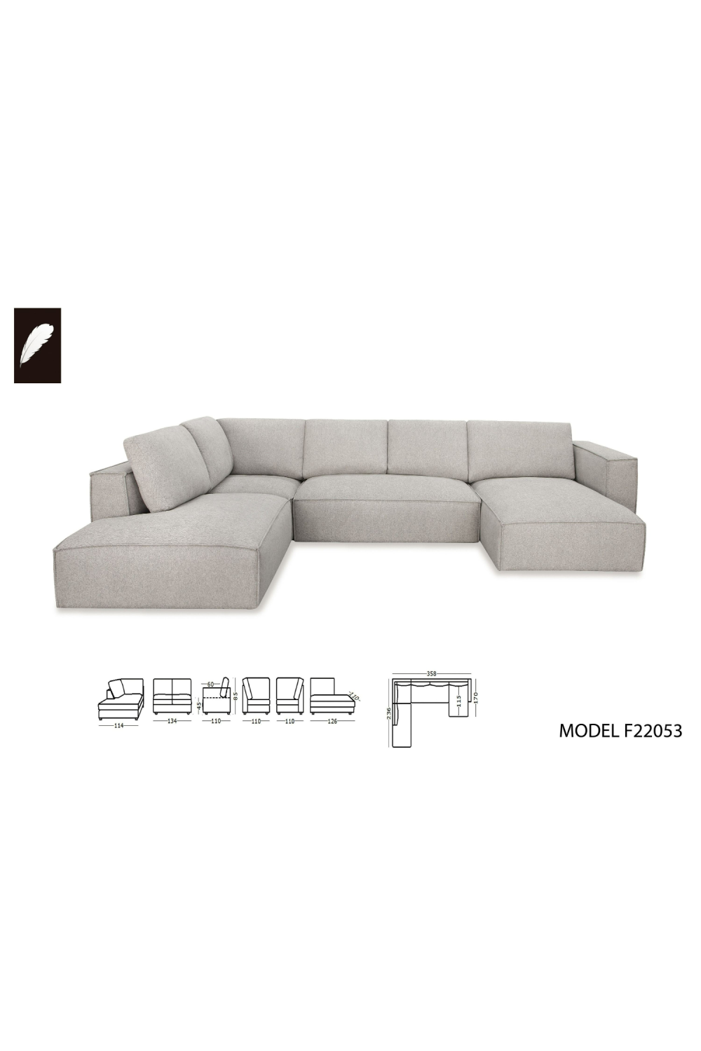 Gray Modular Chaise Sofa | Oroa.com