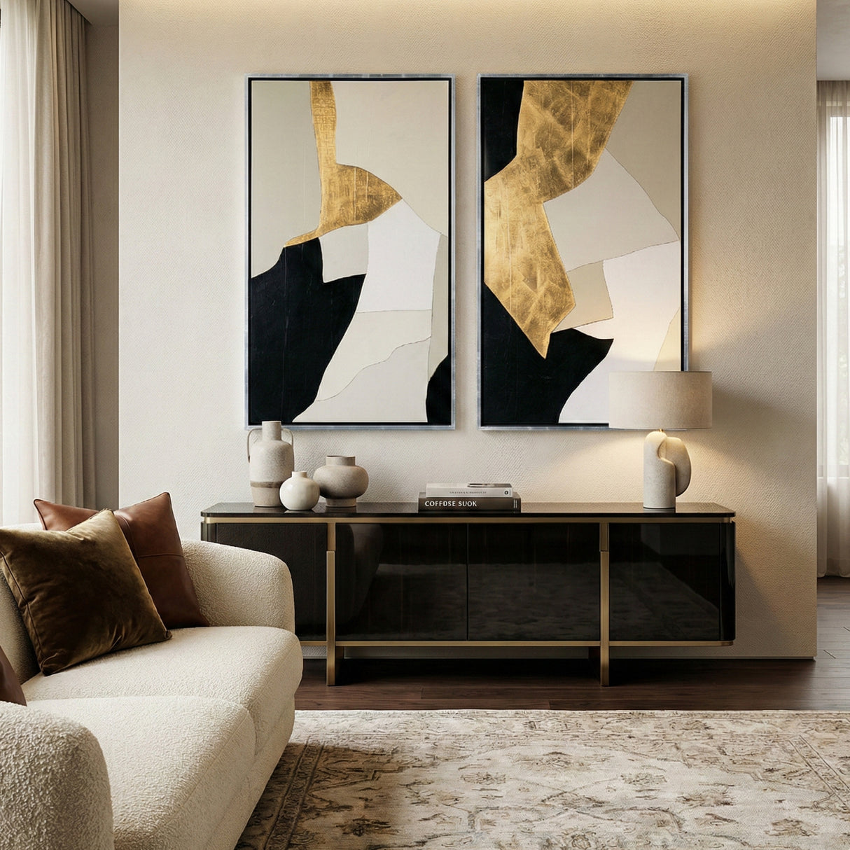 Gold Leaf Abstract Painting Set (2) | Oroa.com