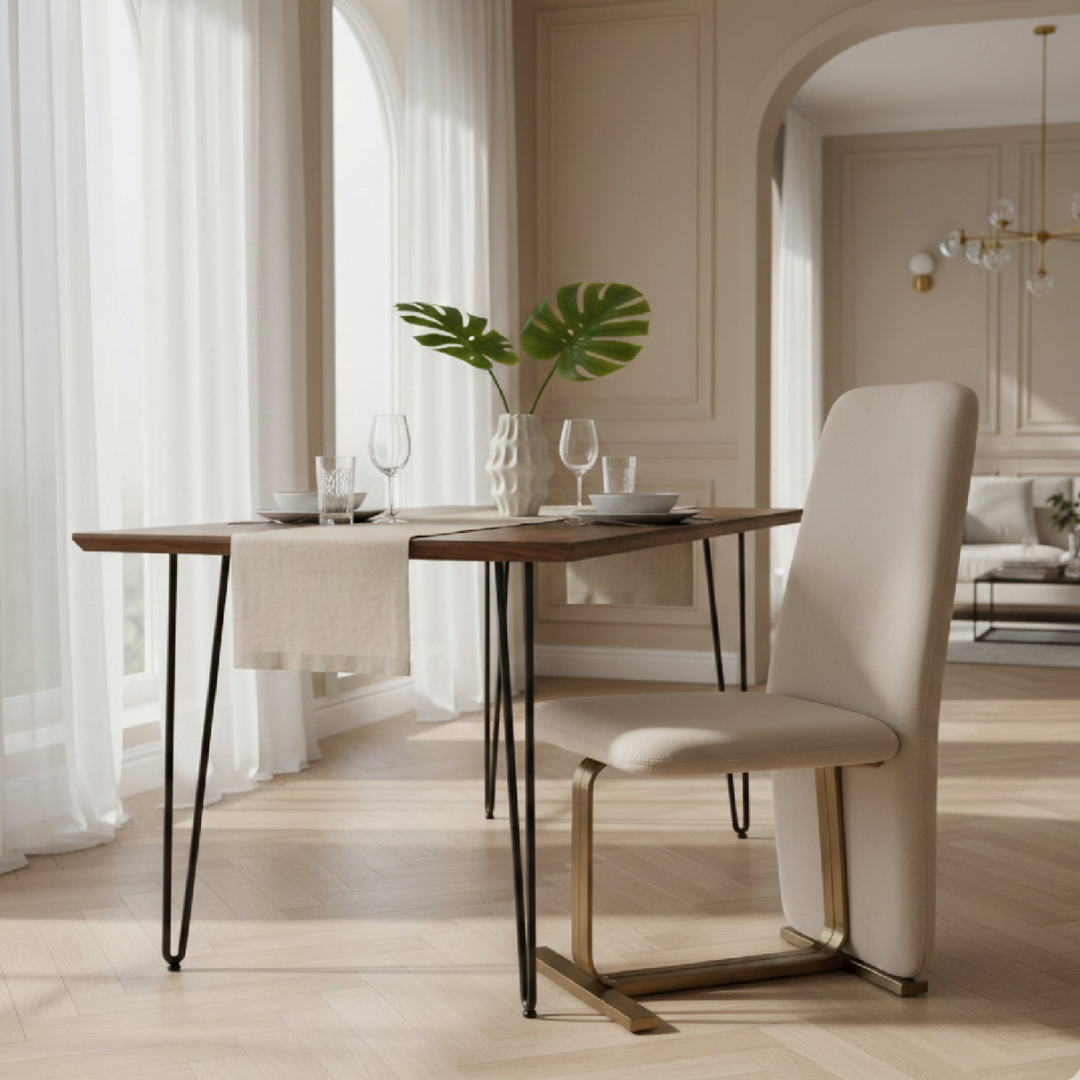 Linen Upholstered Dining Chair Set (2) | Oroa.com