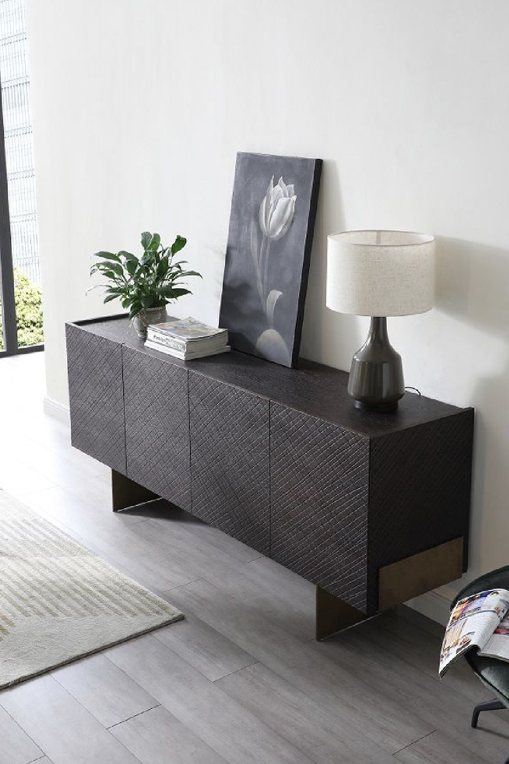 Brown Wood 4-Door Sideboard | Oroa.com