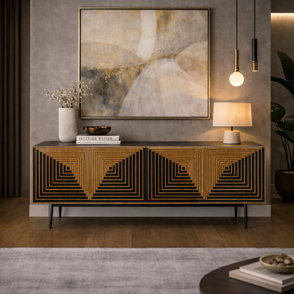 Geometric Patterned Oak Sideboard | Oroa.com