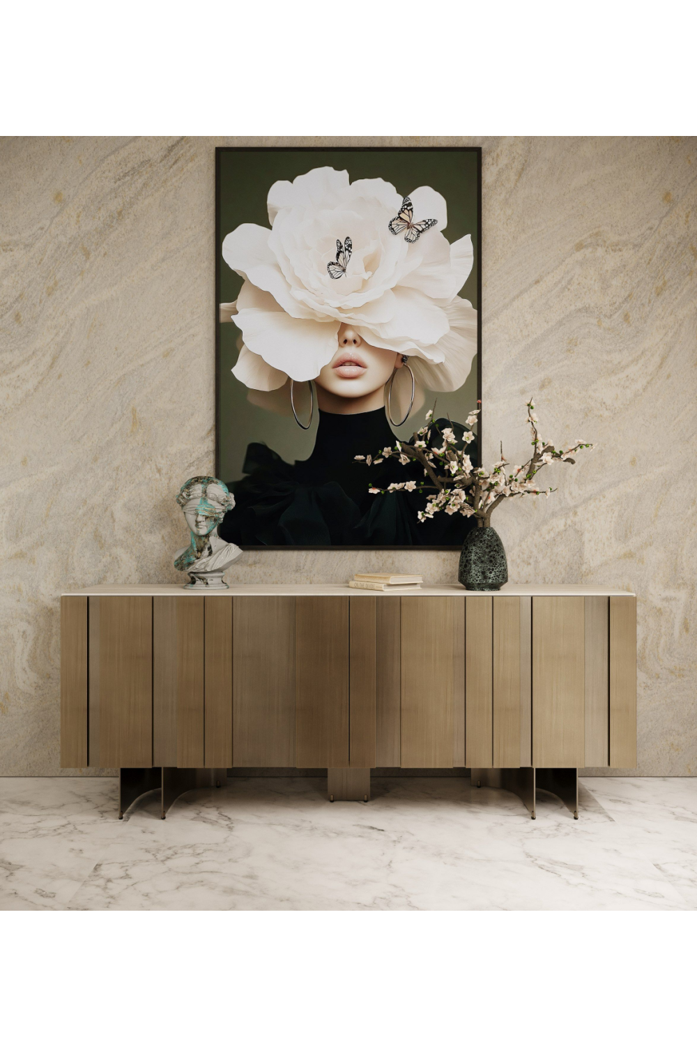 Travertine 4-Door Sideboard | OROA Modern Kiefer | Oroa.com